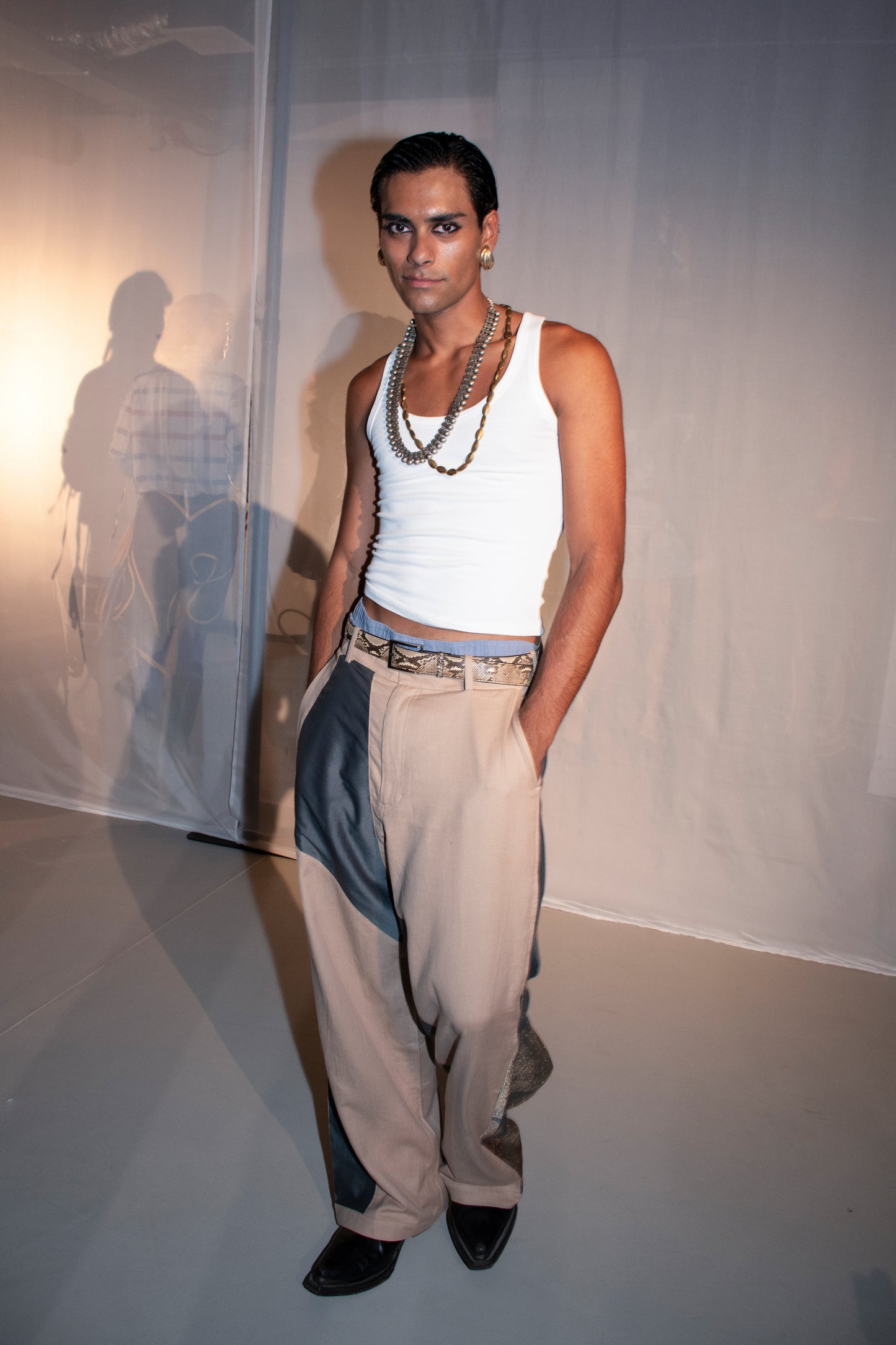 WITH SLATE BLUE SAREE (M)